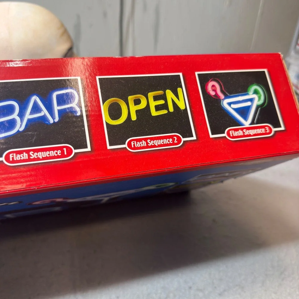 Vintage Neon Open Bar Sign Light Cocktail Martini, Nostalgia